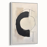 Abstract minimalist wall art framed canvas in white, showcasing a sleek side view that highlights its modern design and elegant simplicity, perfect for contemporary decor.