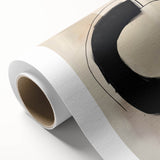 Abstract minimalist wall art design on rolled canvas, showcasing soft pastel colors and geometric shapes, ideal for modern home decor. Packaged securely in a cardboard tube for safe delivery.