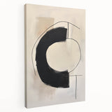 Abstract minimalist wall art on stretched canvas, showcasing a blend of soft colors and geometric shapes, perfect for modern home decor enhancement.