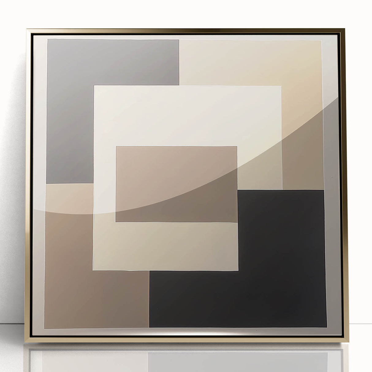 Modern Abstract Wall Art – Neutral Geometric Square Design