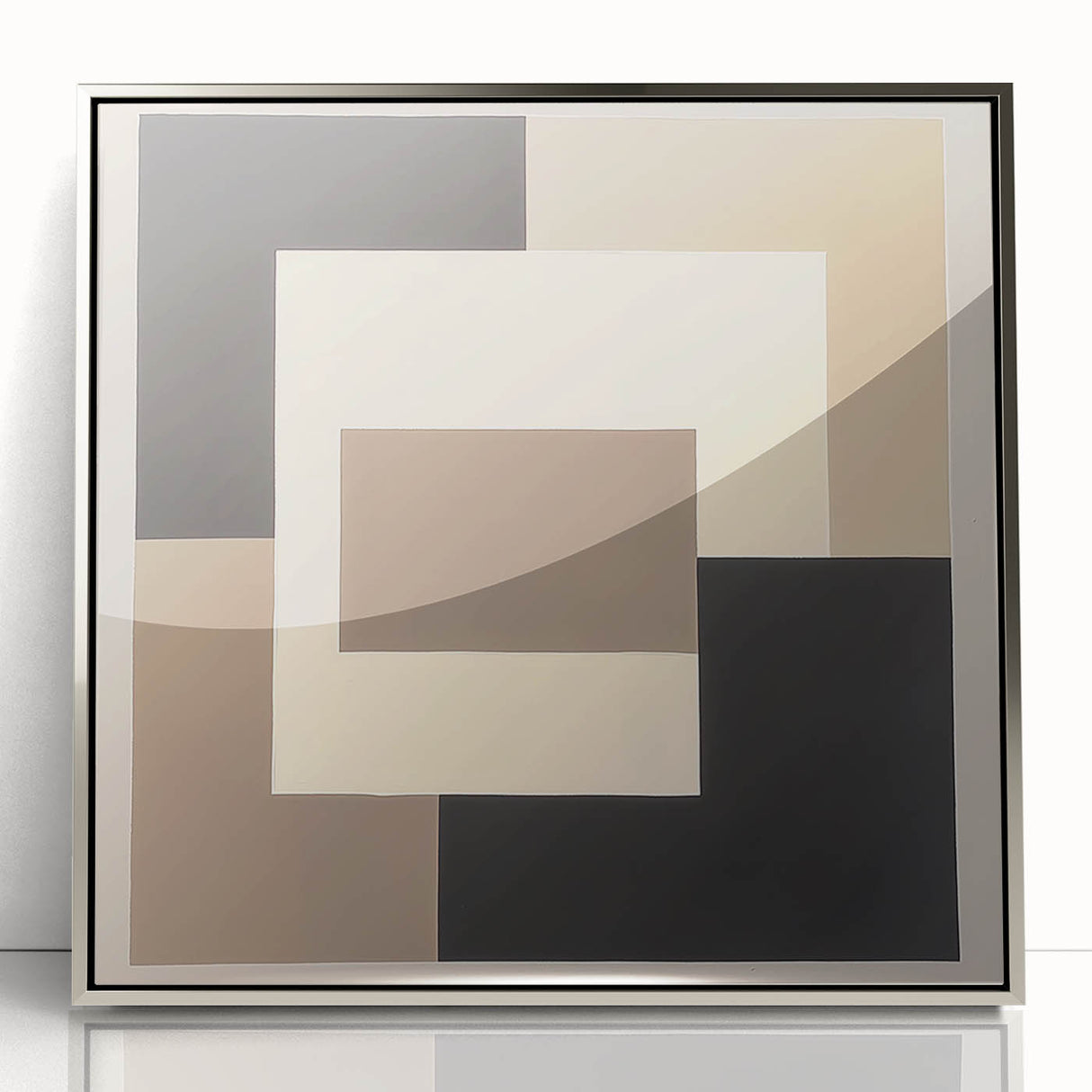 Modern Abstract Wall Art – Neutral Geometric Square Design