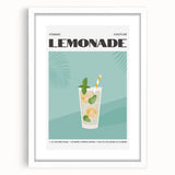 Abstract art print featuring swirling blue and green tones on a white framed canvas, suitable for dining room decor.