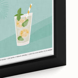 Extra large black wall art on canvas featuring colorful, textured food and drink motifs, ideal for living room decor.