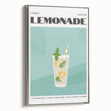 Framed canvas of a colorful landscape art painting featuring a vintage poster style, ideal for dining room decor.