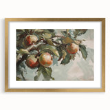 Extra large abstract art print featuring textured fruit motifs in vibrant colors, framed in gold.