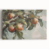 Black and white stretched canvas featuring an assortment of fruits, ideal for kitchen wall art.