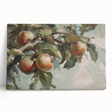 Black and white photo of assorted fruits on a large stretched canvas, ideal for kitchen wall art.