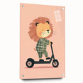 Scooter Riding Lion Nursery Art for Kids - Playroom Wall Art