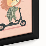 Scooter Riding Lion Nursery Art for Kids - Playroom Wall Art