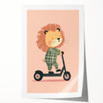 Scooter Riding Lion Nursery Art for Kids - Playroom Wall Art