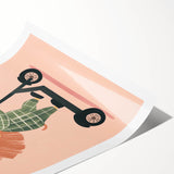 Scooter Riding Lion Nursery Art for Kids - Playroom Wall Art