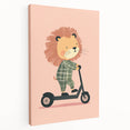 Scooter Riding Lion Nursery Art for Kids - Playroom Wall Art