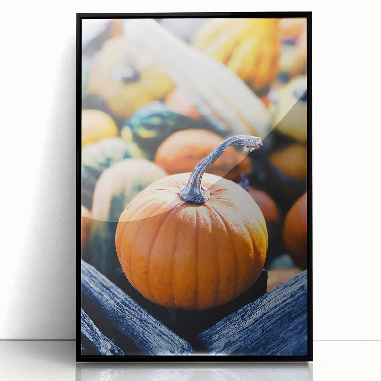 Large abstract wall art depicting autumnal trees in earth tones, framed in black acrylic, suitable for modern art wall decor.