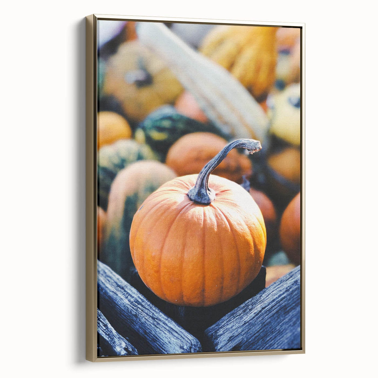 Framed canvas depicting a vintage landscape painting with autumnal tones, ideal for bedroom wall art.