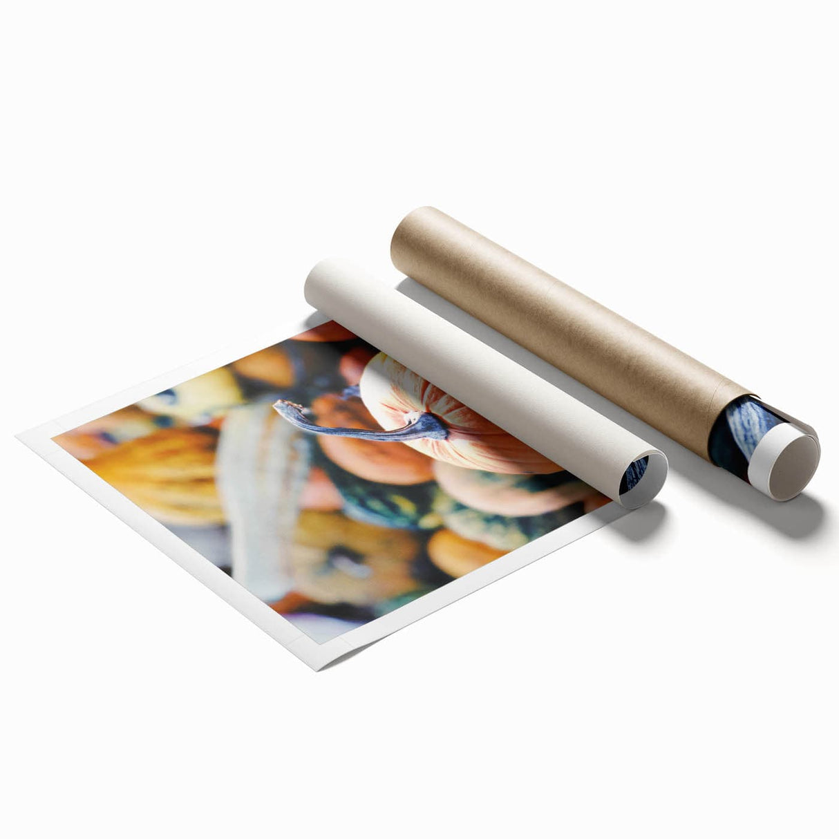 Extra large rolled canvas print featuring a muted floral design in autumn colors, ideal for classy bathroom wall art.