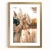 Extra large abstract art print with textured design in gold and white tones, framed, ideal for living room decor.