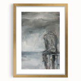 Abstract figurative art frame with a gold mat showcasing a modern design, perfect for enhancing contemporary home decor. Ideal for wall display in living spaces.