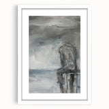 Abstract figurative frame with a white mat, showcasing a modern art piece in a contemporary setting, perfect for enhancing home decor and artistic expression.