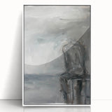 Framed abstract figurative art piece displaying a white background with vibrant color splashes, ideal for modern home decor. Perfect for enhancing living spaces.