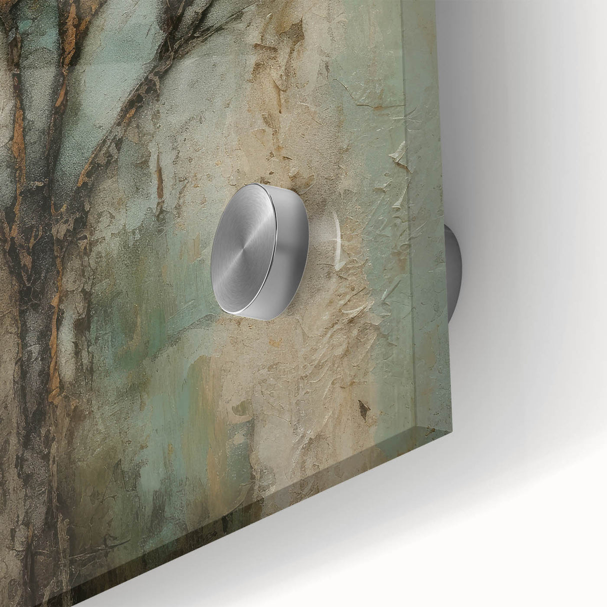 Close-up of vibrant abstract floral acrylic design on glass, showcasing intricate brush strokes and vivid colors, perfect for modern home decor.