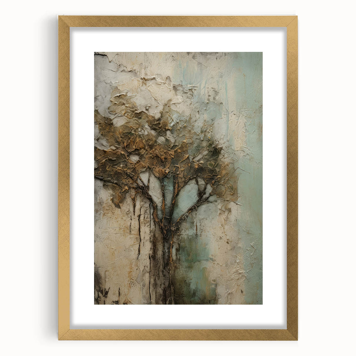 Abstract floral wall art framed in a gold mat, showcasing vibrant colors and intricate designs, ideal for modern home decor or art enthusiasts.