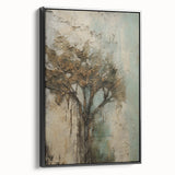 Framed canvas artwork showcasing an abstract floral design with vibrant colors on a black background, viewed from the side to highlight its depth and texture.