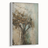 Framed canvas artwork showcasing an abstract floral design with vibrant colors and intricate details, displayed in a sleek white frame for modern decor.