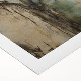 Abstract floral design on a rolled canvas, showcasing vibrant colors like pink, blue, and green, ideal for home decor and modern art enthusiasts.