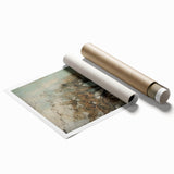 Abstract floral artwork print featuring vibrant colors and intricate designs, rolled and packaged securely in a cardboard tube for easy transport and display.