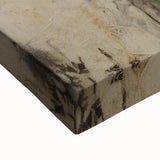 Close-up of an abstract floral stretched canvas artwork showcasing vibrant colors and intricate details, perfect for modern home decor and wall art enthusiasts.