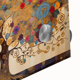 Close-up of abstract landscape wall art featuring vibrant colors and intricate details, printed on acrylic glass for a modern home decor aesthetic.