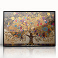 Framed abstract landscape wall art featuring vibrant colors and intricate patterns, presented in a sleek black frame, ideal for modern home decor and artistic spaces.
