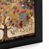 Abstract landscape wall art in a sleek black frame, showcasing vibrant colors and intricate brushstrokes, perfect for modern home decor or office spaces.