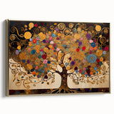 Framed abstract landscape wall art featuring vibrant gold accents and intricate textures, displayed in a stylish setting, perfect for modern home decor.