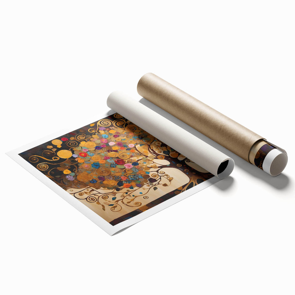 Abstract landscape wall art print showcasing vibrant colors and fluid shapes, designed for modern decor. Rolled for easy shipping, perfect for framing.