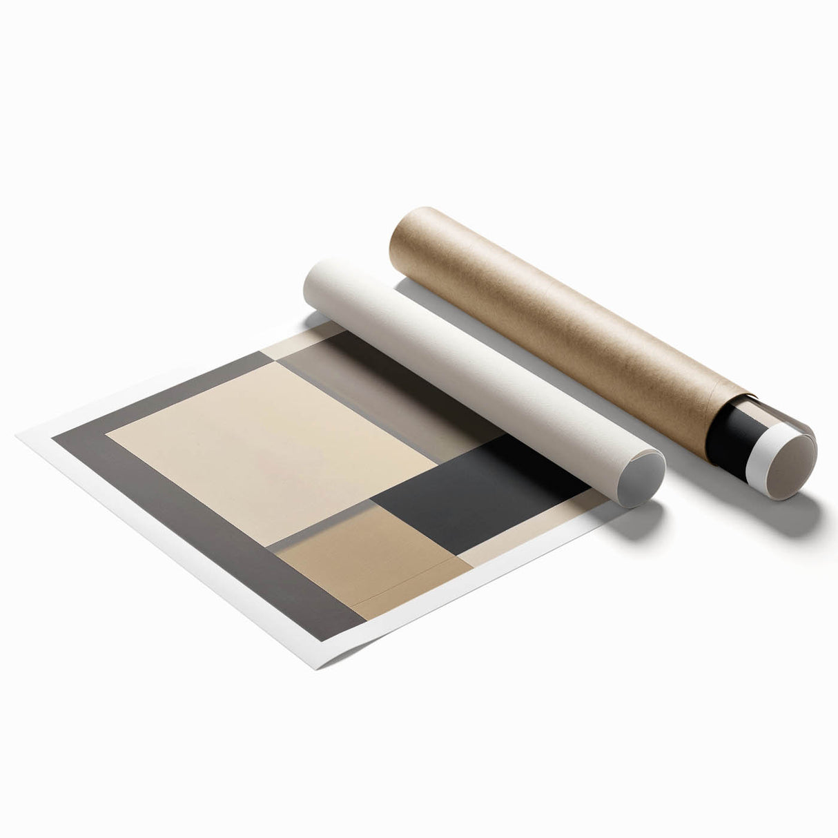 Contemporary Abstract Canvas – Neutral Block Geometry Design