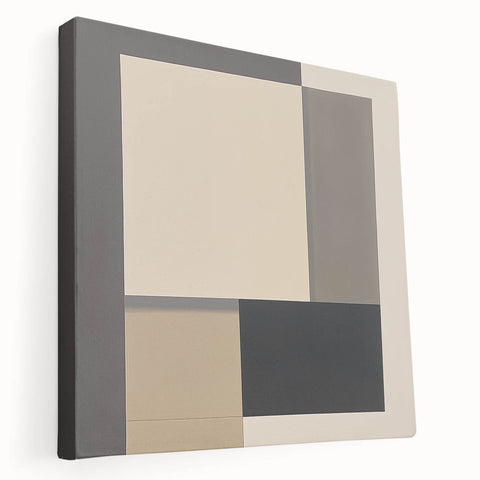 Contemporary Abstract Canvas – Neutral Block Geometry Design