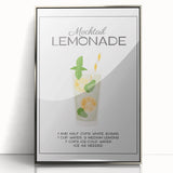 Large art print of mid-century modernist food and drinks, framed in silver acrylic, ideal for modern kitchen decor.