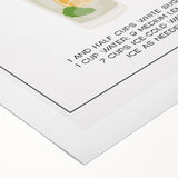 Art deco poster featuring a stylized cocktail glass, in muted gold and black tones on rolled canvas.