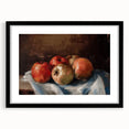 Extra large abstract art print featuring textured, colorful fruits on canvas, framed in black, ideal for living room decor.