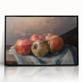 Large abstract wall art featuring assorted fruits in bold colors on a black acrylic framed print.