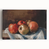 Black and white photo of assorted fruits on a stretched canvas, ideal for kitchen wall art.