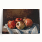 Black and white photo of assorted fruits on stretched canvas, ideal for kitchen wall art.