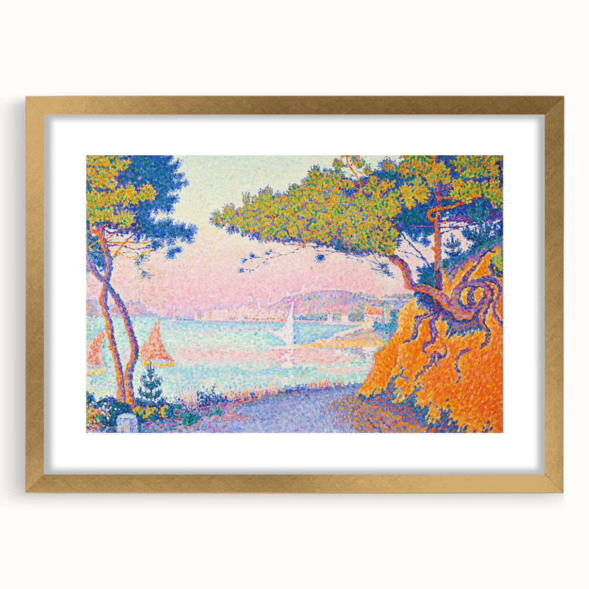 Golfe-Juan by Paul Signac: Colorful Coastal Pointillist Wall Art Print