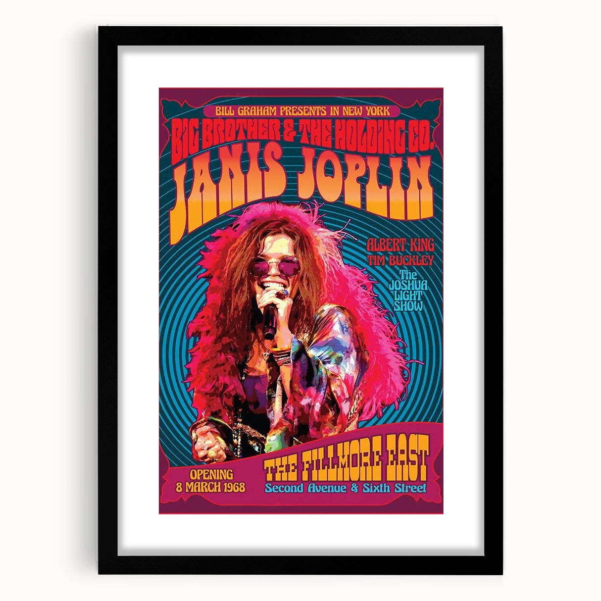 Janis Joplin Retro Wall Art – Vintage 1968 Fillmore East Print