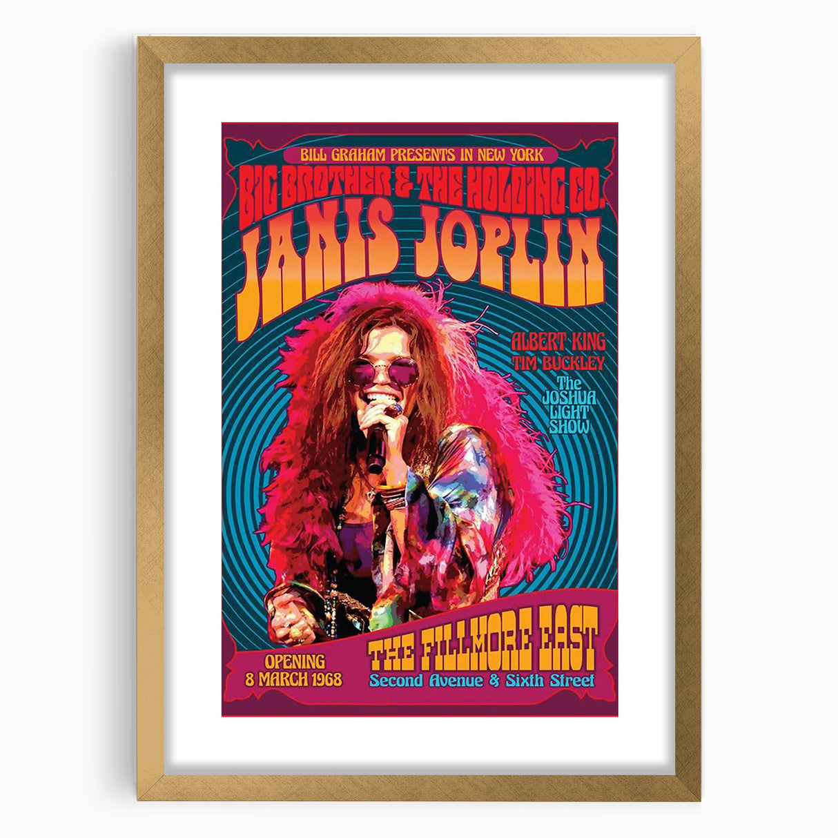 Janis Joplin Retro Wall Art – Vintage 1968 Fillmore East Print