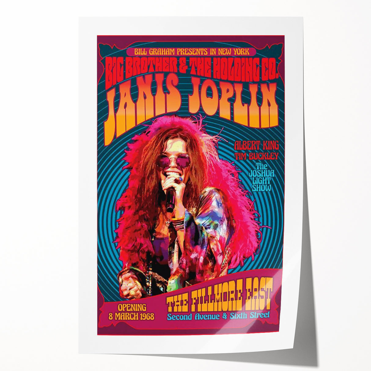 Janis Joplin Retro Wall Art – Vintage 1968 Fillmore East Print