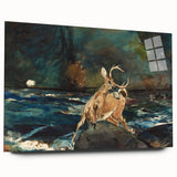 Realism Art Prints - Dramatic Deer Scene in Nature on Canvas and Acrylic