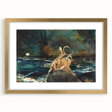 Realism Art Prints - Dramatic Deer Scene in Nature on Canvas and Acrylic