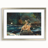 Realism Art Prints - Dramatic Deer Scene in Nature on Canvas and Acrylic